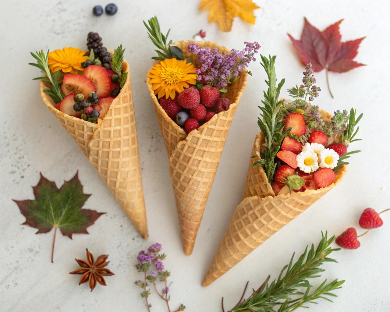 Versatile paper cones adapt beautifully to seasonal changes on your balcony.